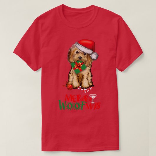 Merry Woofmas Kerstmis Cockapoo dole dog mama do T-shirt (Design voorkant)