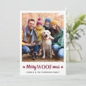 Merry WOOFmas Kerstmis van de Dog Pet Foto Feestdagenkaart (Staand voorkant)