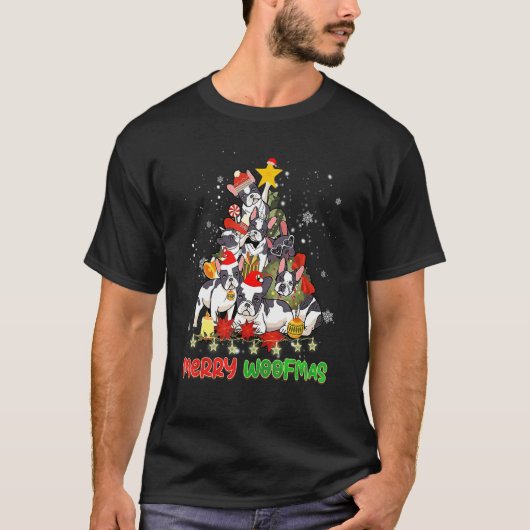 Merry Woofmas Merry Christmas For Boston Terrier D T-shirt (Voorkant)