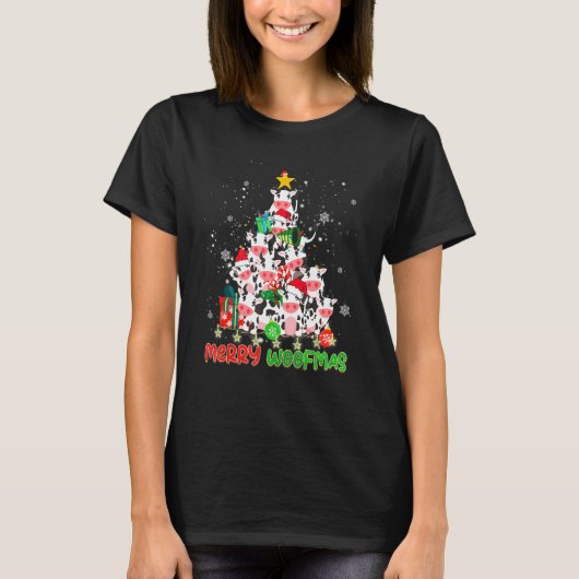 Merry Woofmas Merry Christmas For Cow T-shirt (Voorkant)
