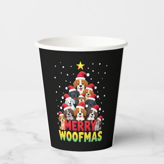 Merry Woofmas - Merry Christmas For Dog Lovers (1) Papieren Bekers (Voorkant)