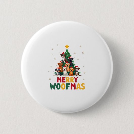 Merry Woofmas - Merry Christmas For Dog Lovers (1) Ronde Button 5,7 Cm (Voorkant)