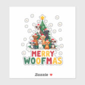 Merry Woofmas - Merry Christmas For Dog Lovers (1) Sticker (Vel)