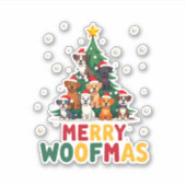 Merry Woofmas - Merry Christmas For Dog Lovers (1) Sticker (Voorkant)