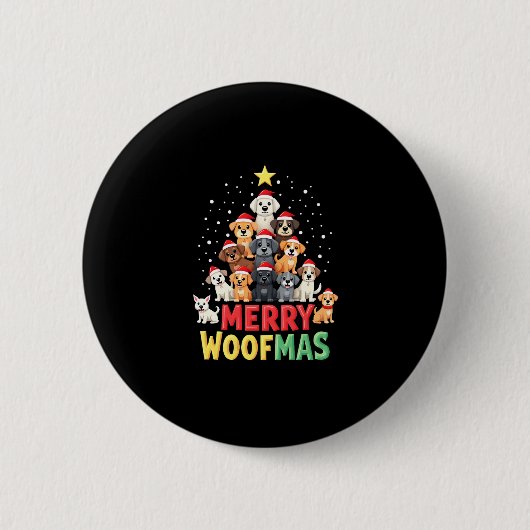 Merry Woofmas - Merry Christmas For Dog Lovers (2) Ronde Button 5,7 Cm (Voorkant)