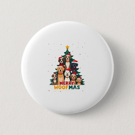 Merry Woofmas - Merry Christmas For Dog Lovers (2) Ronde Button 5,7 Cm (Voorkant)