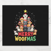 Merry Woofmas - Merry Christmas For Dog Lovers (2) Sparkling Wijnetiket (Enkel label)