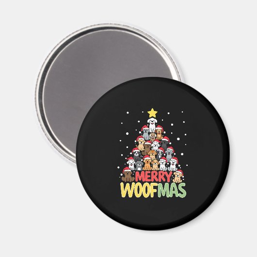 Merry Woofmas - Merry Christmas For Dog Lovers (3) Magneet (Voorkant / Achterkant)