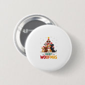 Merry Woofmas - Merry Christmas For Dog Lovers (3) Ronde Button 5,7 Cm (Voorkant /achterkant)