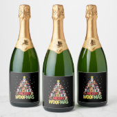 Merry Woofmas - Merry Christmas For Dog Lovers (3) Sparkling Wijnetiket (Flessen)