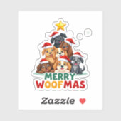 Merry Woofmas - Merry Christmas For Dog Lovers (4) Sticker (Vel)