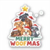 Merry Woofmas - Merry Christmas For Dog Lovers (4) Sticker (Voorkant)