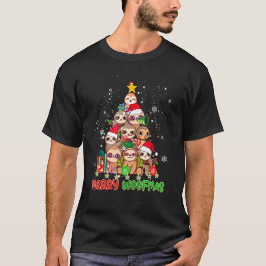 Merry Woofmas Merry Christmas For Sloth T-shirt (Voorkant)