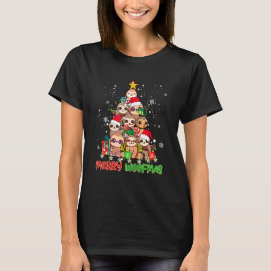 Merry Woofmas Merry Christmas For Sloth T-shirt (Voorkant)
