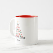 Merry Woofmas Mug – Paw Print Christmas Tree Cup  Tweekleurige Koffiemok (Voorkant links)