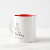 Merry Woofmas Mug – Paw Print Christmas Tree Cup  Tweekleurige Koffiemok (Voorkant links)