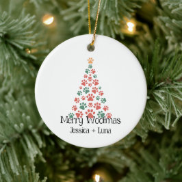 Merry Woofmas Ornament – Paw Print Christmas Tree