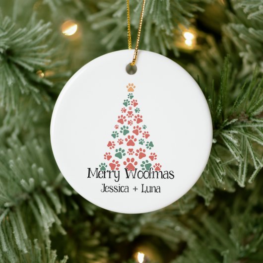 Merry Woofmas Ornament – Paw Print Christmas Tree  (Boom)