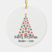 Merry Woofmas Ornament – Paw Print Christmas Tree  (Voorkant)
