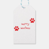 Merry Woofmas Paw Print Red Statement Cadeaulabel (Achterkant)
