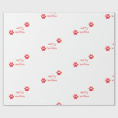Merry Woofmas Paw Print Red Statement Cadeaupapier (Vlak)