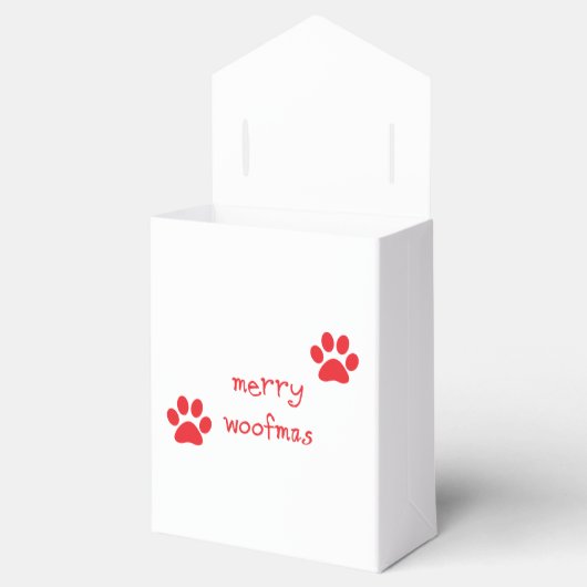 Merry Woofmas Paw Print Red Statement Ceramic Orna Bedankdoosjes (Geopend)