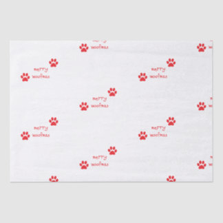 Merry Woofmas Paw Print Red Statement Tissuepapier