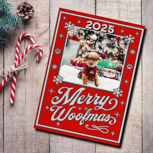 Merry Woofmas Pet Foto Kerstmis Feestdagen Kaart