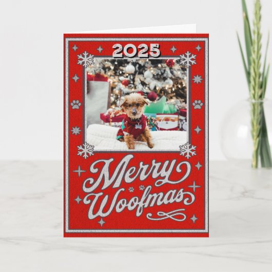Merry Woofmas Pet Foto Kerstmis Feestdagen Kaart (Voorkant)