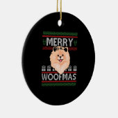 Merry Woofmas Pommerse Kerst Hondenliefhebber Gift Keramisch Ornament (Rechts)