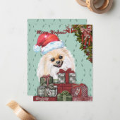 Merry Woofmas. Pommerse kerstcadeaus voor kerstmis Notitiekaartje (Voorkant / Achterkant in situ)