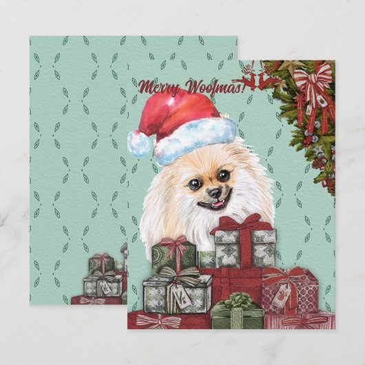 Merry Woofmas. Pommerse kerstcadeaus voor kerstmis Notitiekaartje (Voorkant / Achterkant)