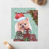 Merry Woofmas. Pommerse kerstcadeaus voor kerstmis Notitiekaartje (Voorkant / Achterkant in situ)