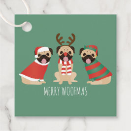 Merry Woofmas Pug Dogs Bedankjes Labels
