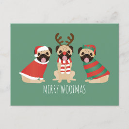 Merry Woofmas Pug Dogs Briefkaart