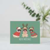 Merry Woofmas Pug Dogs Briefkaart (Staand voorkant)