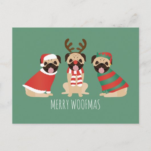 Merry Woofmas Pug Dogs Briefkaart (Voorkant)