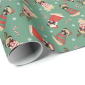 Merry Woofmas Pug Dogs Cadeaupapier (Rol Hoek)