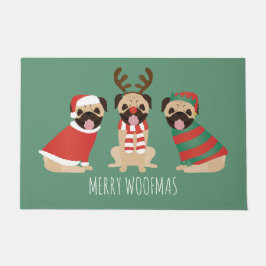Merry Woofmas Pug Dogs Deurmat