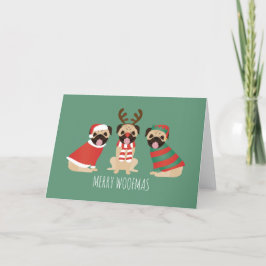 Merry Woofmas Pug Dogs Feestdagen Kaart