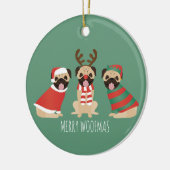Merry Woofmas Pug Dogs Keramisch Ornament (Links)