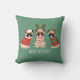 Merry Woofmas Pug Dogs Kussen
