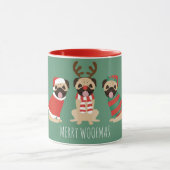 Merry Woofmas Pug Dogs Mok (Midden)