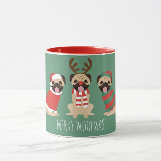 Merry Woofmas Pug Dogs Mok (Midden)