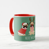 Merry Woofmas Pug Dogs Mok (Voorkant links)