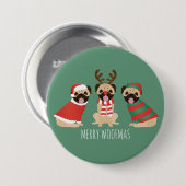 Merry Woofmas Pug Dogs Ronde Button 7,6 Cm (Voorkant /achterkant)