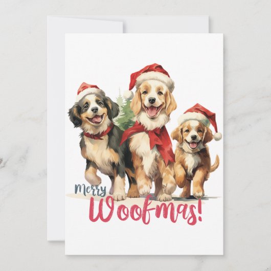 Merry Woofmas Puppy Design Schattige Huisdier Hon Feestdagenkaart (Voorkant)