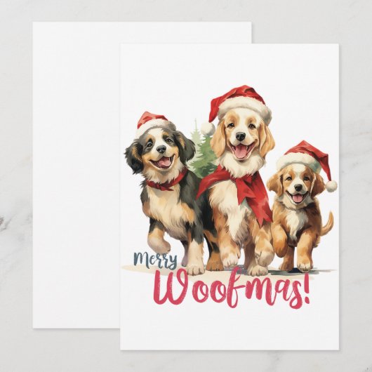  Merry Woofmas Puppy Design Schattige Huisdier Hon Feestdagenkaart (Voorkant / Achterkant)