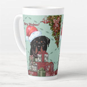 Merry Woofmas. Rottweiler Santa Hat-kerstcadeau Latte Mok