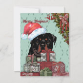 Merry Woofmas. Rottweiler Santa Hat-kerstcadeau Notitiekaartje (Voorkant)
